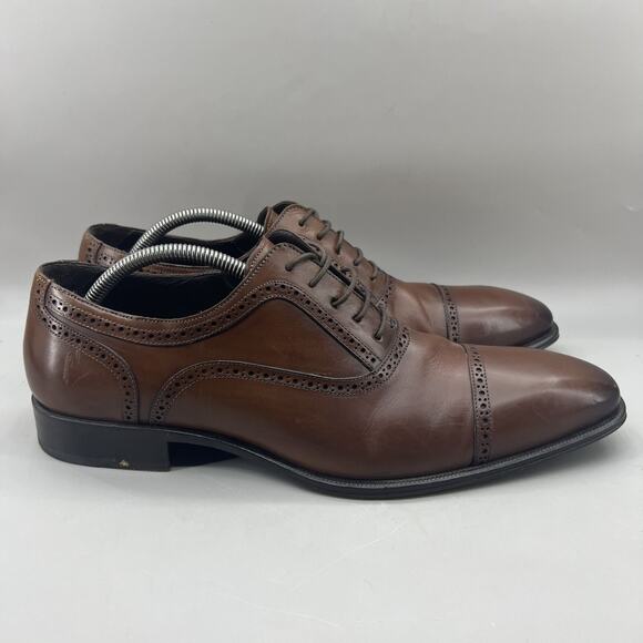 Mezlan Remy Brogue Cap Toe Oxford Men Size 10.5 M Brown Leather Shoes Spain Made